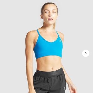 Blue V Neck Training Sports Bra